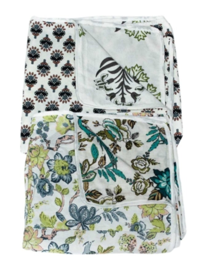 ecotattva Baby reversible quilt khadi cotton white floral printed - Image 1