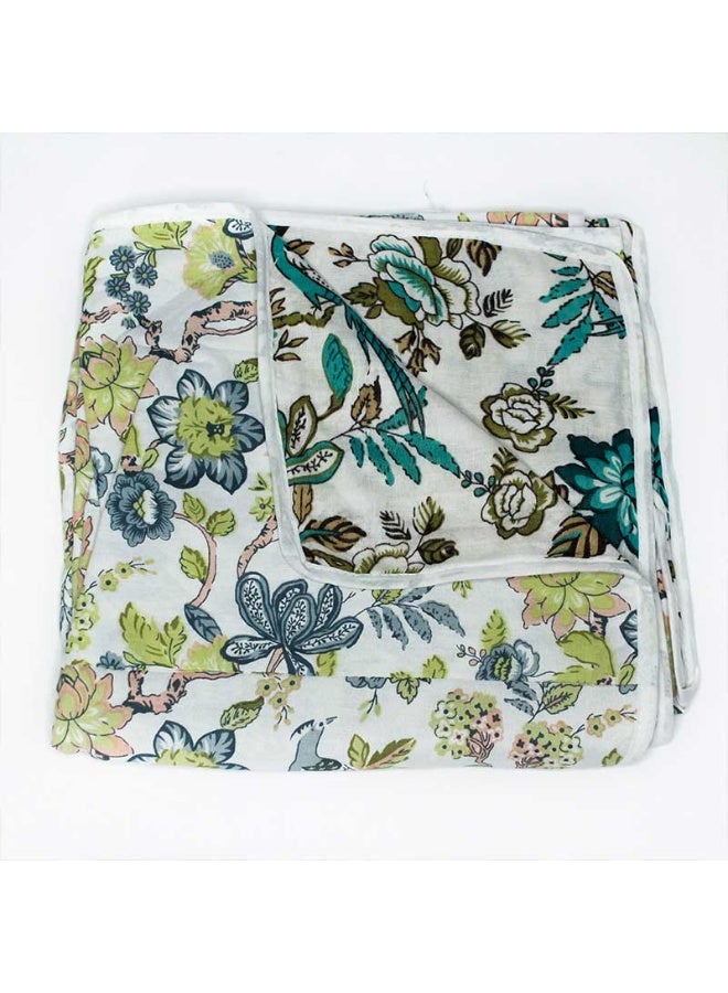 ecotattva Baby reversible quilt khadi cotton white floral printed - Image 2