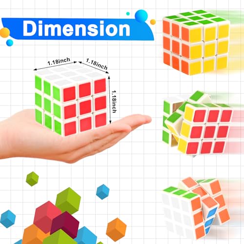 GOLDGE 100 Mini Cube Puzzles 118in 3x3 Magic Cube Party Favors for Kids School Rewards Classroom Prizes for Students Goody Bag Filler Stocking Stuffers Birthday Easter Christmas 6 Colors - Image 5