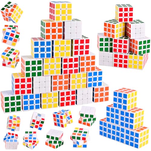 GOLDGE 100 Mini Cube Puzzles 118in 3x3 Magic Cube Party Favors for Kids School Rewards Classroom Prizes for Students Goody Bag Filler Stocking Stuffers Birthday Easter Christmas 6 Colors - Image 1