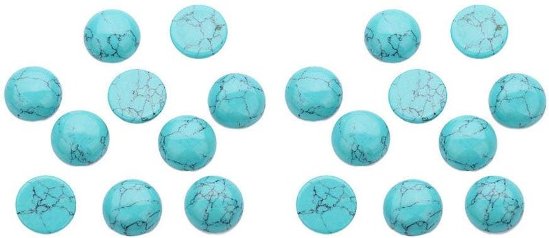 comfrt 20pcs Natural Half Round Flat Back Cabochons Stones Beads Blue Turquoise Semi Precious Gemstones Dome Cameos for Jewelry Making 8mm - Image 1