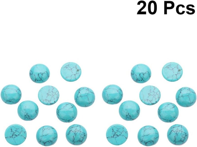 comfrt 20pcs Natural Half Round Flat Back Cabochons Stones Beads Blue Turquoise Semi Precious Gemstones Dome Cameos for Jewelry Making 8mm - Image 2
