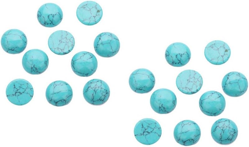 comfrt 20pcs Natural Half Round Flat Back Cabochons Stones Beads Blue Turquoise Semi Precious Gemstones Dome Cameos for Jewelry Making 8mm - Image 3