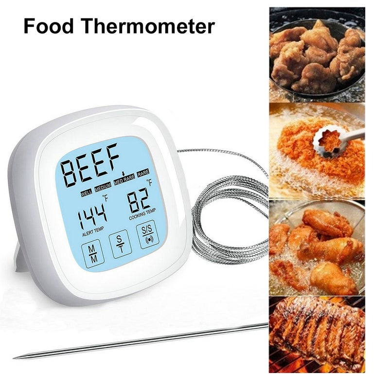 Digital Meat Thermometer LCD Touchscreen Barbecue Timer Food Cooking Thermometer Probe Steak BBQ Temperature Gauge Kitchen Cooking Tools - Image 2