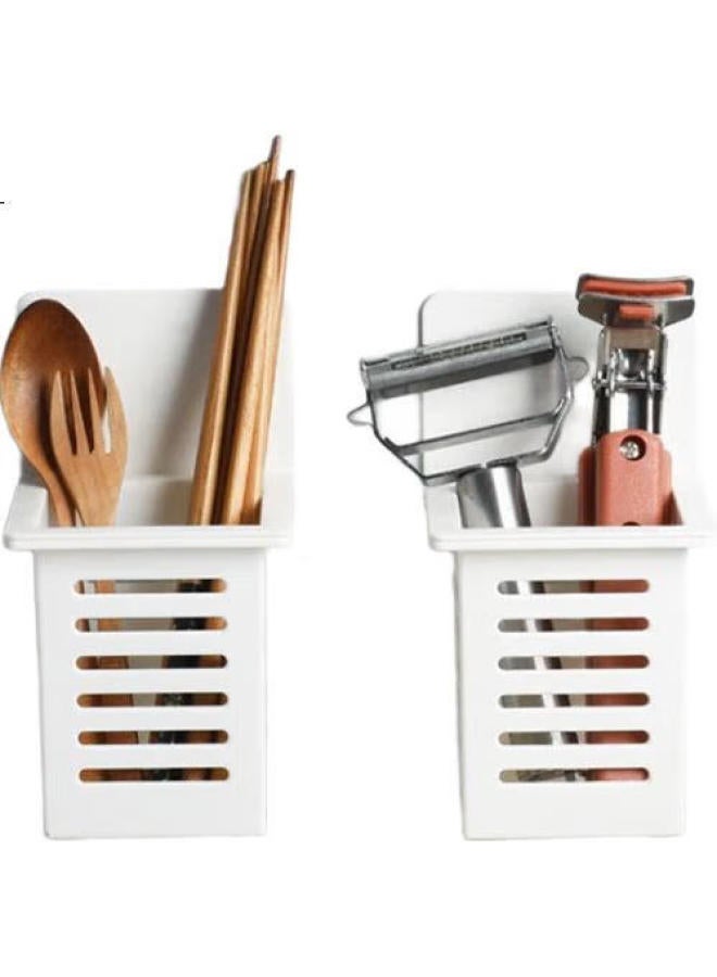 All-round Quanshi Hanging Chopstick Holder, No Drilling Required, 2-Pack, Spoon And Chopstick Rack, Sink Draining Chopstick Holder, Storage Box - Image 3