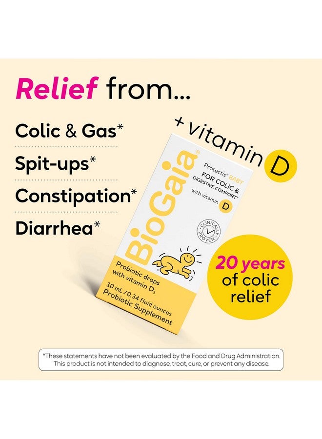 BioGaia BioGaia Protectis Baby Probiotic Drops | Colic & Gas Relief + Vitamin D | Safe for Newborns | Ease Crying, Fussing, Colic, Gas, Spit-ups & Constipation | No Dairy, Soy & Gluten | 50 Day Supply | 10mL - Image 2