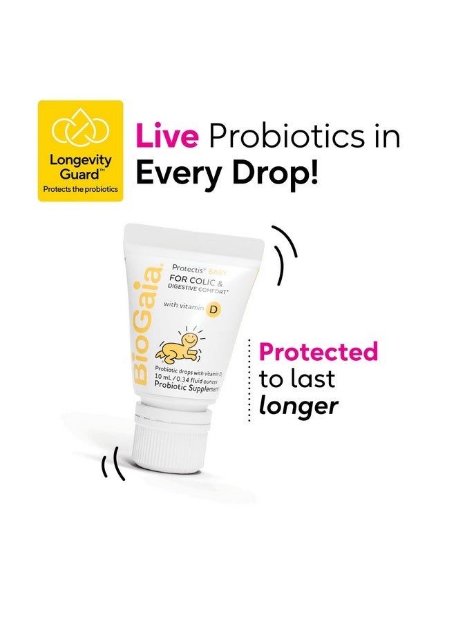 BioGaia BioGaia Protectis Baby Probiotic Drops | Colic & Gas Relief + Vitamin D | Safe for Newborns | Ease Crying, Fussing, Colic, Gas, Spit-ups & Constipation | No Dairy, Soy & Gluten | 50 Day Supply | 10mL - Image 5