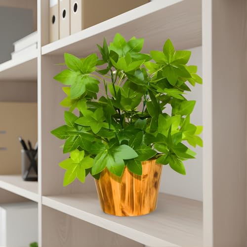 fancymart Artificial Plant Leaves in Wooden Pot Perfect Potted Decoration for Home Living Room & Office Spaces Décor Height - 26cm - Image 4