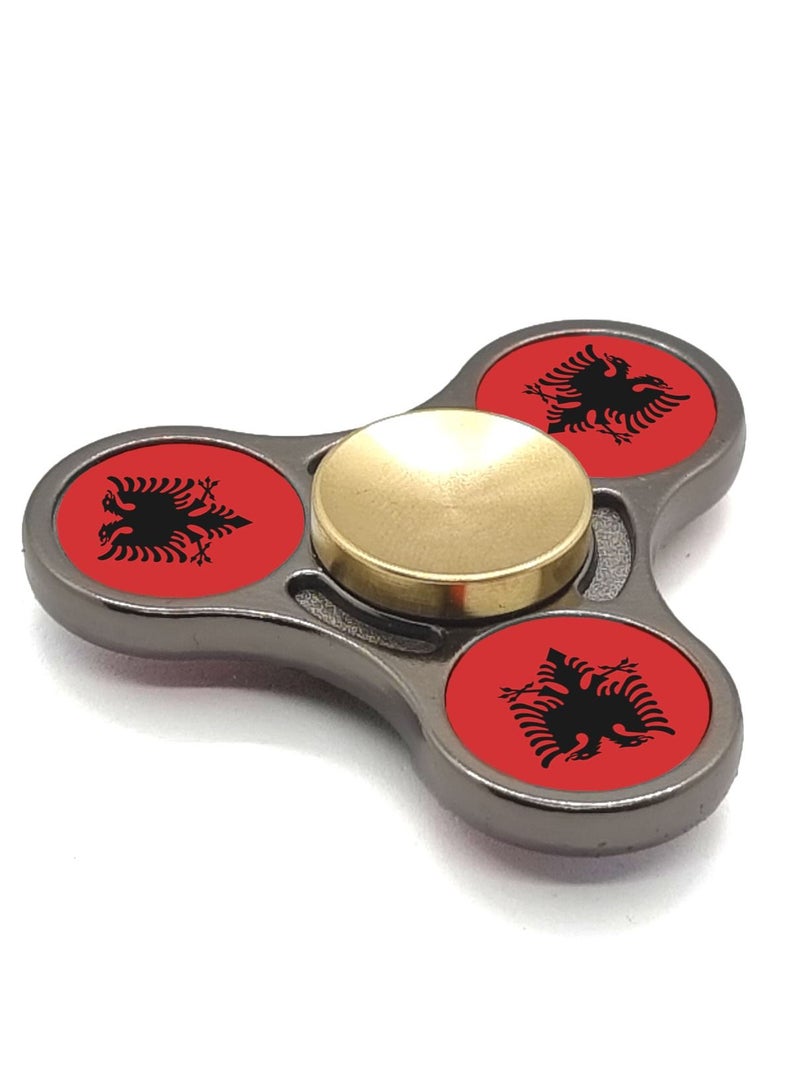Smart Innovation Albanian Flag with Two-tone Colour Metal Fidget Spinner, Gunmetal/Gold - Image 2
