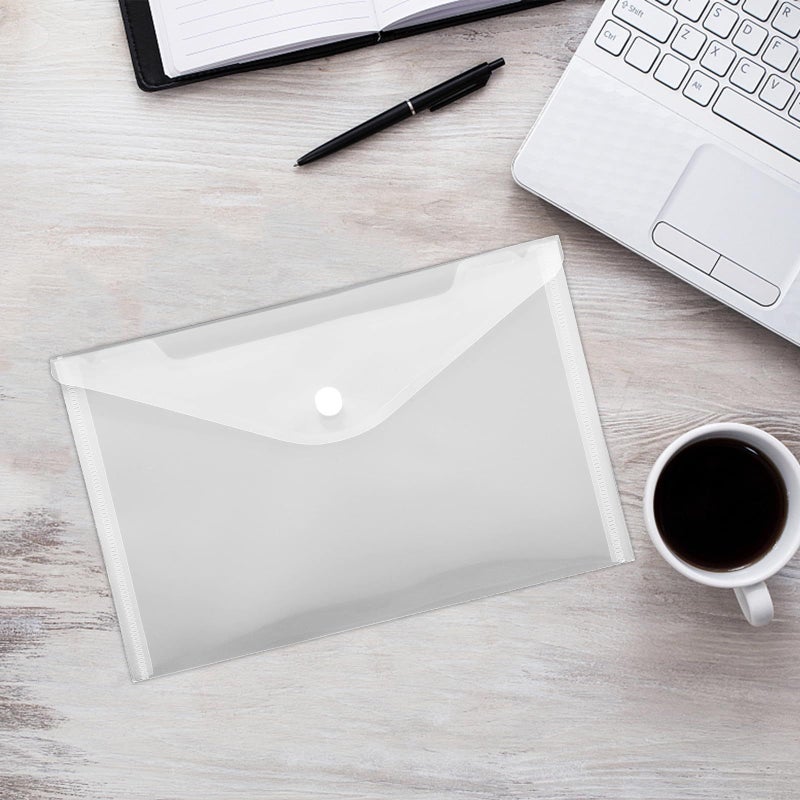 12 A5 Plastic File Bags With Snap Button Closure For Office School Filing - Image 5