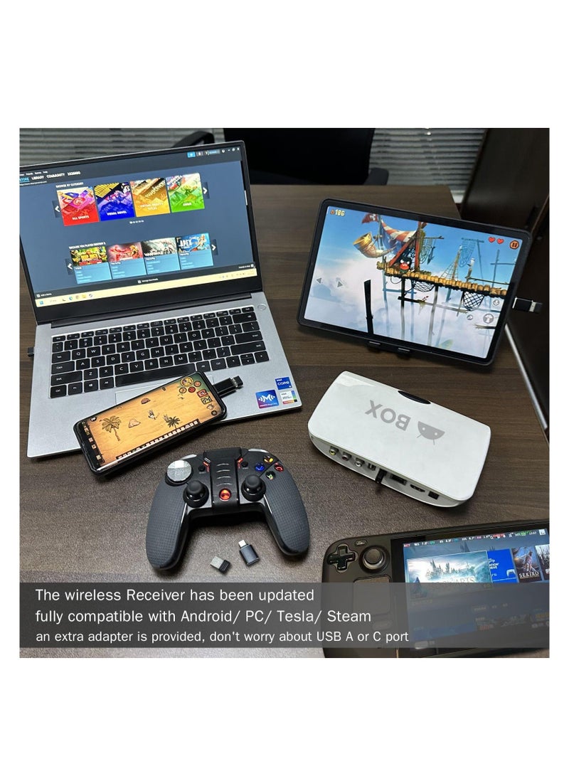 Y&D Bluetooth Mobile Game Controller for iPhone Tablet TV Box with Xinput and USB Receiver Phone Clip Wireless Gamepad Support Android iOS11.0-13.3.1 6-Axis Vibration  - Image 4