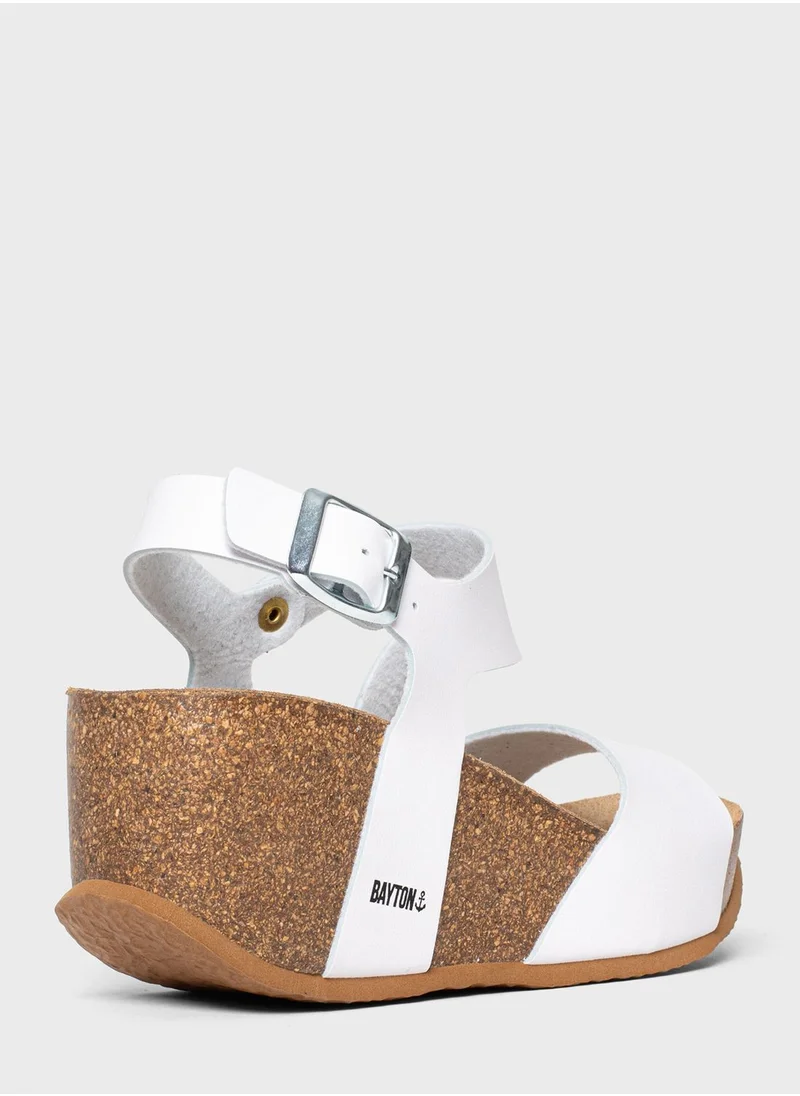 BAYTON Ibiza Strappy Mid Heel Wedges