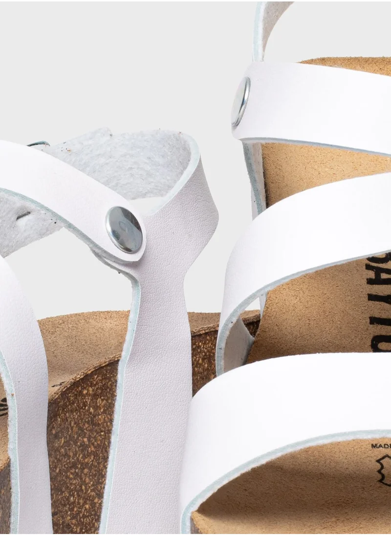 BAYTON Ibiza Strappy Mid Heel Wedges