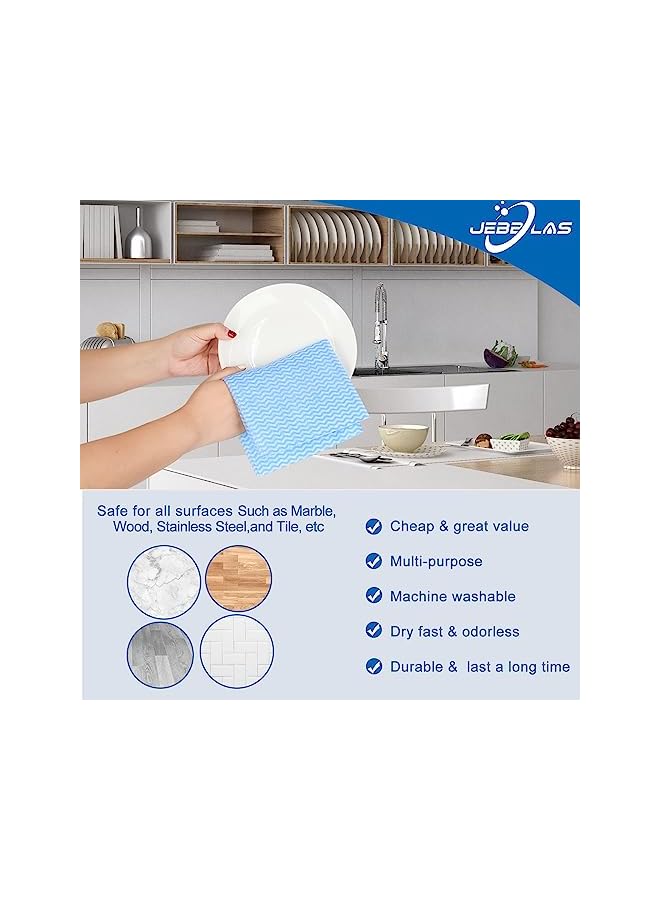 promass Reusable Kitchen Paper Towels All Purpose Cloths Kitchen Dish Cloths Absorbent Original Kitchen Towels Disposable Kitchen Rags Disposable Cloths Cleaning Wipe Sheet (Blue,60 Pcs… - Image 3