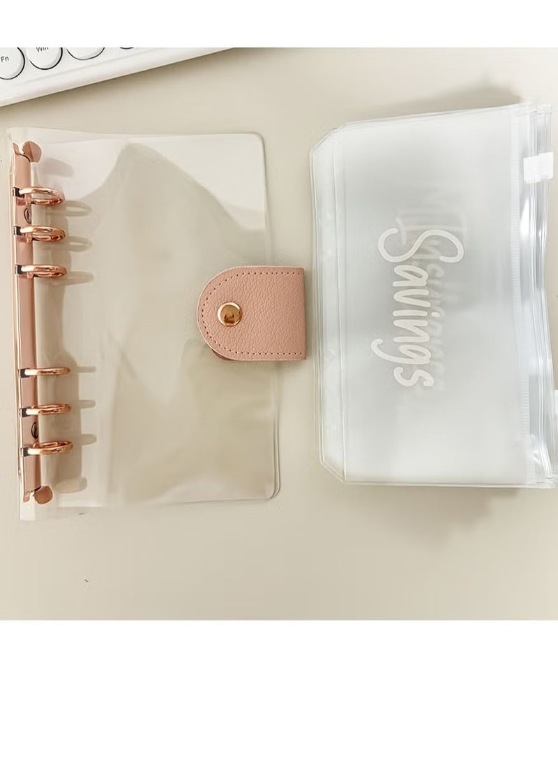 1 set of A6 binder budget book, 12 letter pockets, cash/bill/bill card organizer, zipper refill pocket, management planner