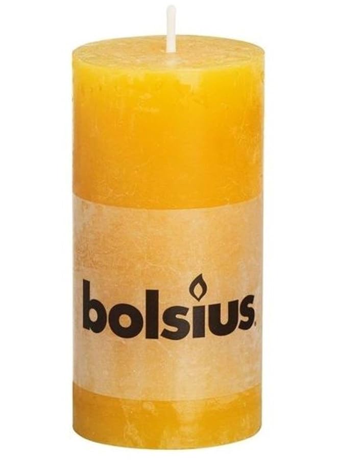 شمعة عمودية ريفية مقاس 100 × 50 مم، أصفر مغرة