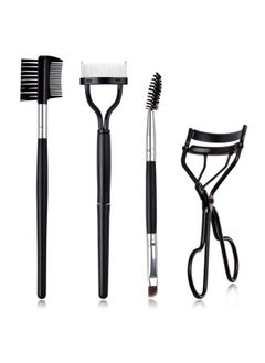 EBANKU Eyelash Comb Brush Tools Ebanku 4Pcs Eyebrow Brush Comb Eyelashes Curler Lash Separator Tool Double Ended Professional Eye Brow Spoolie Brushes For Makeup Grooming (Black)  - Image 1