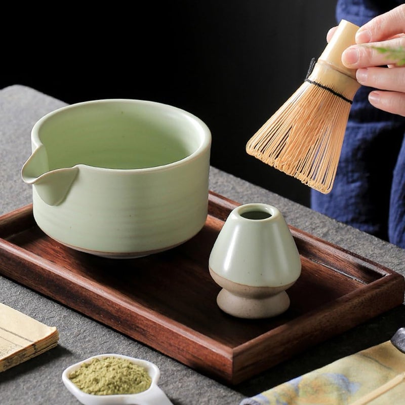 OUGETHER Matcha Tea Whisk Holder, 1Pc Chasen Stand, Ceramic Whisk Holder Chasen Stand fit for Traditional Japanese Tea Matcha Set Accessories (Light Green) - Image 2