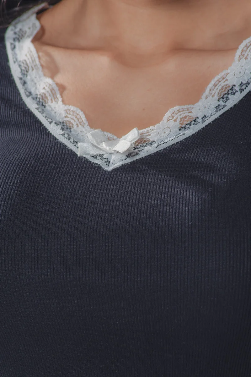 فيرجيو Viscose Lace Dinnerwear Trim TShirts for Women