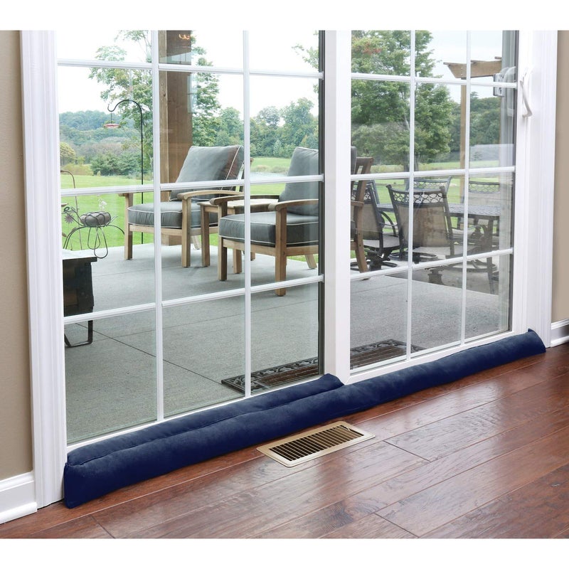 HOME DISTRICT Sliding Door Draft Stopper -Glass Door Draft Blocker, Patio Under Door Draft Stopper, Door Air Blocker Draft Dodger Noise Blocker Approx. 71" Long - Navy - Image 1