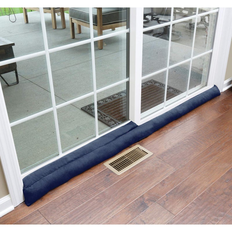 HOME DISTRICT Sliding Door Draft Stopper -Glass Door Draft Blocker, Patio Under Door Draft Stopper, Door Air Blocker Draft Dodger Noise Blocker Approx. 71" Long - Navy - Image 4