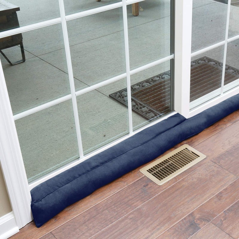 HOME DISTRICT Sliding Door Draft Stopper -Glass Door Draft Blocker, Patio Under Door Draft Stopper, Door Air Blocker Draft Dodger Noise Blocker Approx. 71" Long - Navy - Image 3