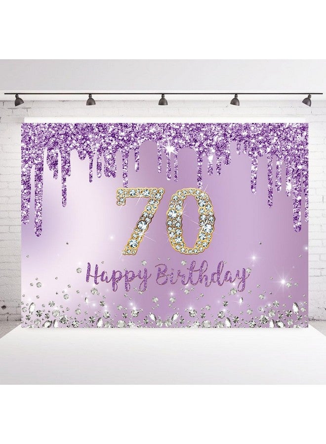 INRUI Purple Happy 70Th Birthday Photography Background Girls Sweet Seventy Years Old Birthday Party Decorations Backdrop 7X5Ft - Image 1