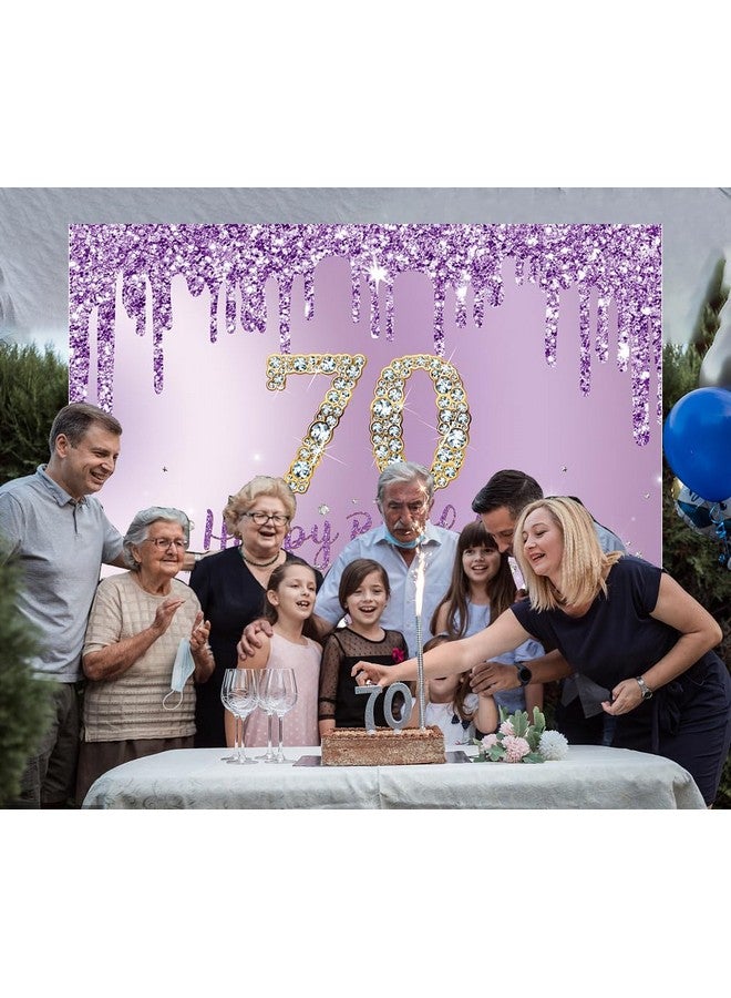 INRUI Purple Happy 70Th Birthday Photography Background Girls Sweet Seventy Years Old Birthday Party Decorations Backdrop 7X5Ft - Image 3