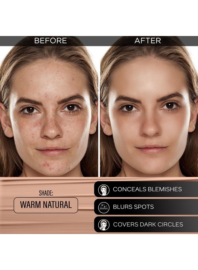 فاسيسكانادا FACES CANADA All Day Hydra Matte Foundation - Mini | كريم أساس 3 في 1 + مرطب + عامل حماية من الشمس 30 | ترطيب الصبار لمدة 24 ساعة وفيتامين سي | يدوم لمدة 10 ساعات | تغطية متوسطة إلى عالية قابلة للبناء | طبيعي دافئ، 15 مل - Image 2