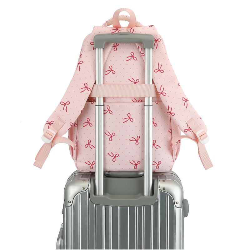 Phaoullzon Girls School Coquette Backpack for Kids Kawaii Bows Bookbag College Daypack,Pink Bow - Image 5