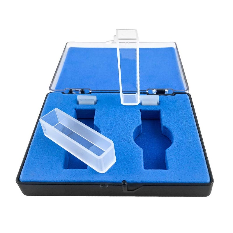 QWORK 3/8" Cuvettes Quartz for Spectrophotometer, 2 Pcs Square UV Sealable Quartz Cuvette 3.5 ML Spectrometer Cell Absorption Cell for UV-VIS Absorbance Studies 190-2500 nm Wavelength Range - Image 1
