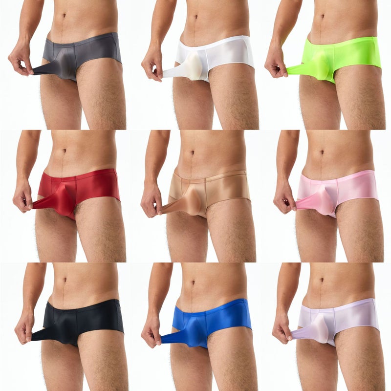 Bullet Separated Thin High Elastic Plus Size Men'S Elephant Nose Jj Set Low Waist Underwear Oil Gloss Silky 7160 - Image 2