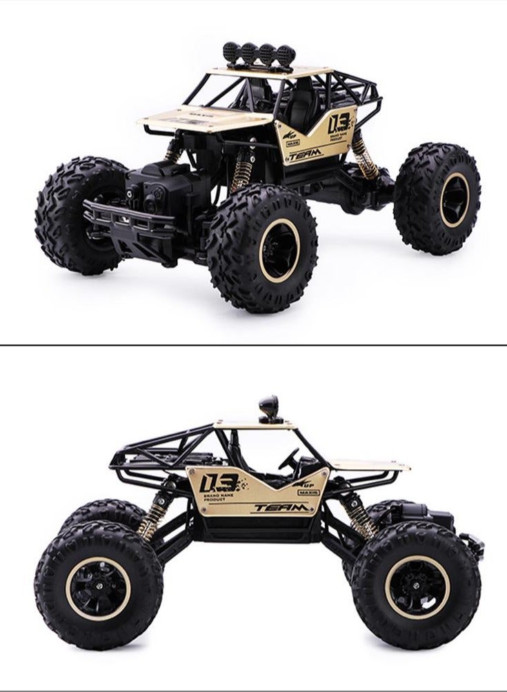 general Alloy off-road 4x4 charging RC car high-speed bigfoot climbing racing climbing car suitable for 7+   26cm x 17cm x 13cm, gold car - Image 3