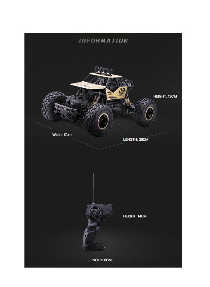 general Alloy off-road 4x4 charging RC car high-speed bigfoot climbing racing climbing car suitable for 7+   26cm x 17cm x 13cm, gold car - Image 4