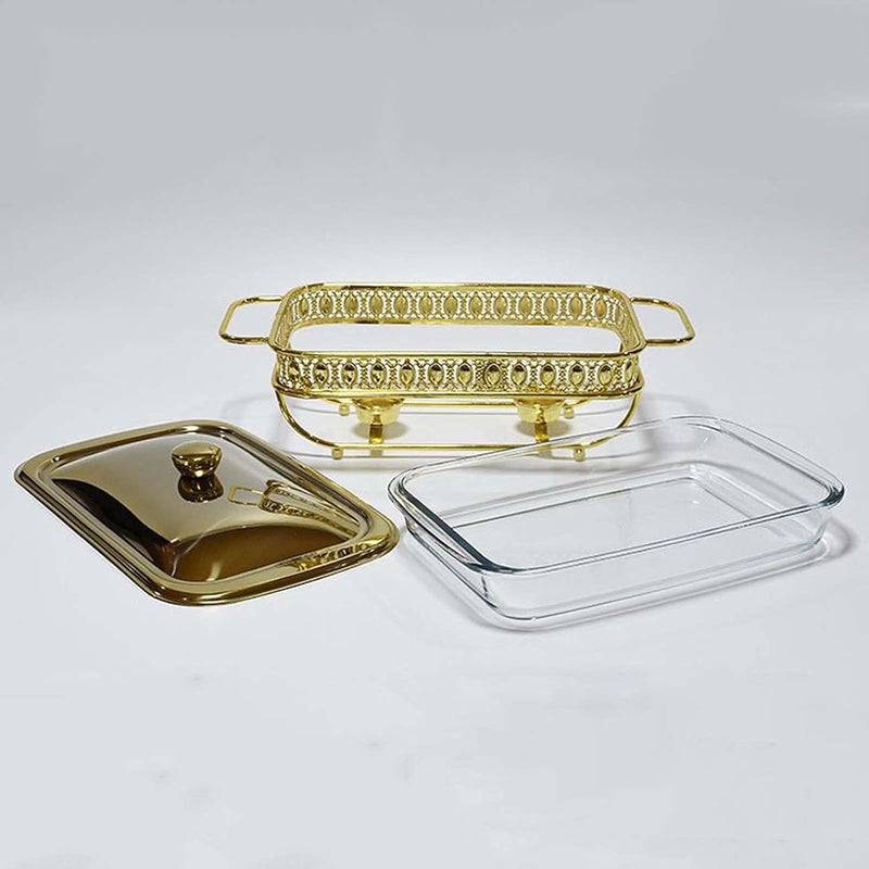 Chafing Dish Food Warmer Rectangle Stainless Steel Chafing Dish Set with Lid Stainless Steel Warming Tray Dish for Buffet Catering,Silver-2L - Image 4