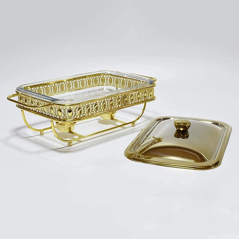 Chafing Dish Food Warmer Rectangle Stainless Steel Chafing Dish Set with Lid Stainless Steel Warming Tray Dish for Buffet Catering,Silver-2L - Image 5