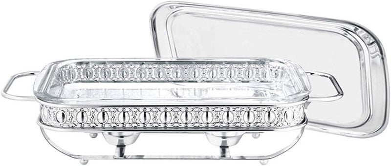 Chafing Dish Food Warmer Rectangle Stainless Steel Chafing Dish Set with Lid Stainless Steel Warming Tray Dish for Buffet Catering,Silver-2L - Image 2