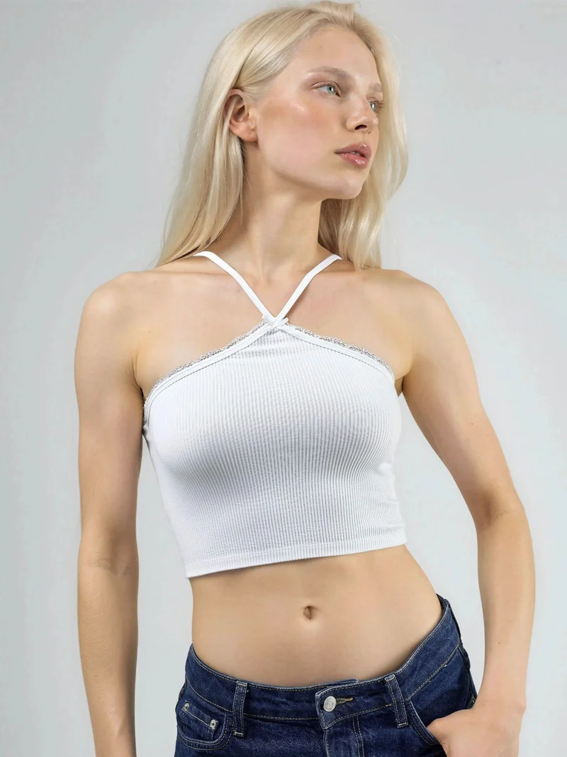 Busem BUSEM Halter Neck Ribbed Crop Top