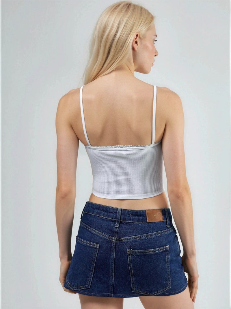 BUSEM Halter Neck Ribbed Crop Top - Image 3