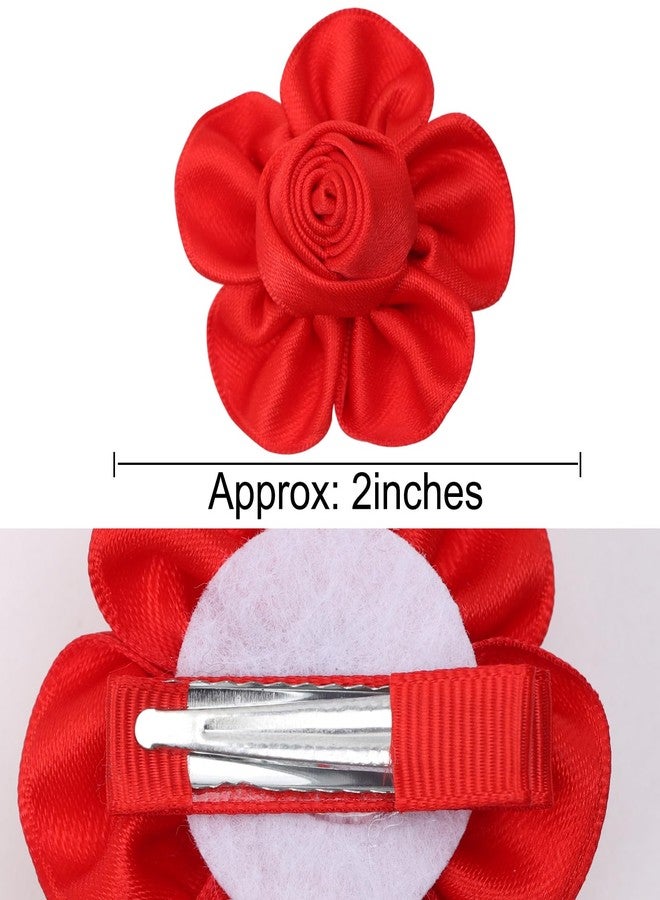 ZOLYCO Tiny 2 Inch Flower Hair Bows Clips - Lined Boutique Alligator Hat Hairpin for Baby Girls, Toddlers, and Little Teens - Kids Barrettes Set of 2 Small Stylish - Image 4
