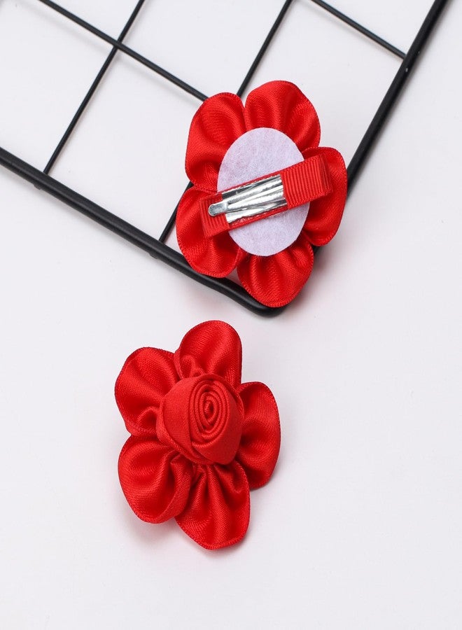 ZOLYCO Tiny 2 Inch Flower Hair Bows Clips - Lined Boutique Alligator Hat Hairpin for Baby Girls, Toddlers, and Little Teens - Kids Barrettes Set of 2 Small Stylish - Image 5