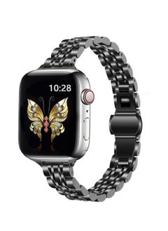 O Ozone Slim Metal Straps For Apple Watch Series 10 9 8 7 6 5 4 SE 38/40/41/42mm Stainless Steel Metal Wristband - Black  - Image 1