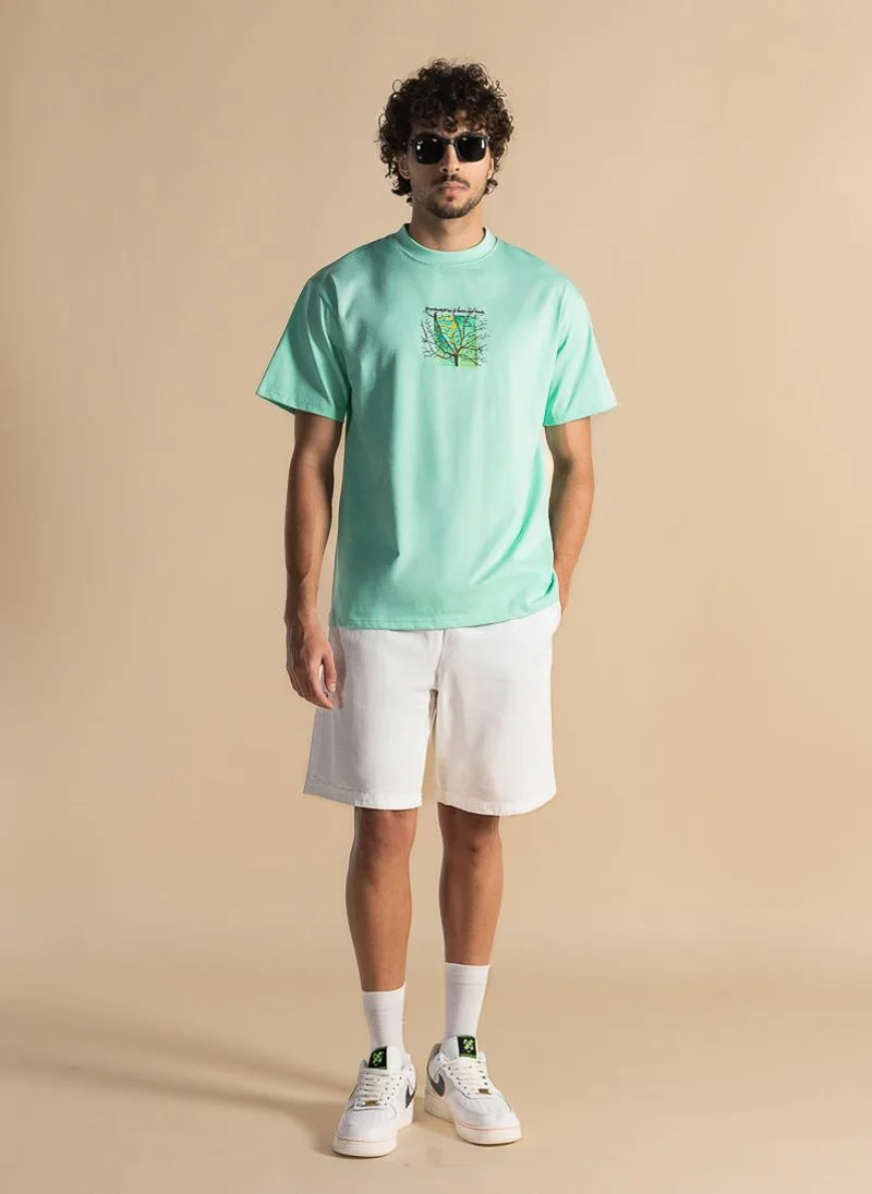 SHAPES DETAIL PRINTED COTTON T-SHIRT