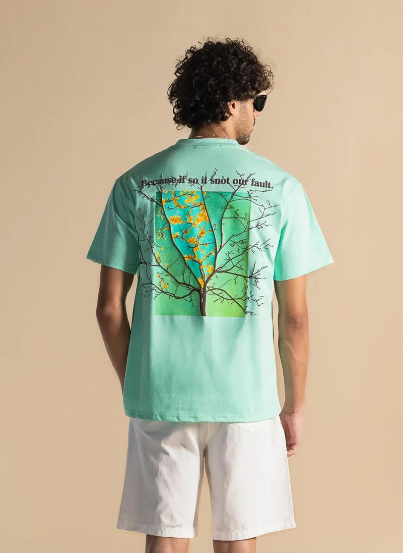 SHAPES DETAIL PRINTED COTTON T-SHIRT