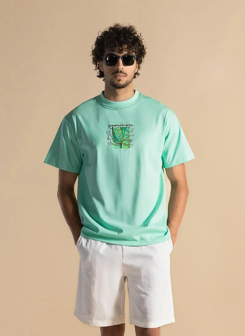 SHAPES DETAIL PRINTED COTTON T-SHIRT