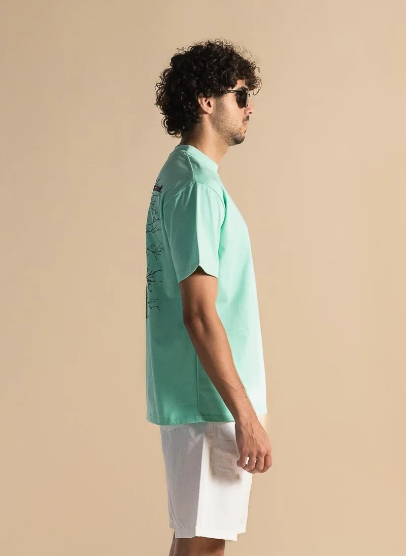 Shapes Green DETAIL PRINTED COTTON T-SHIRT for Men | Best Price UAE
