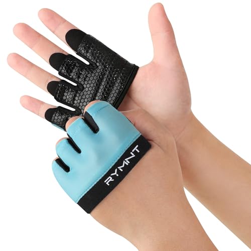 RYMNT Minimal Workout Gloves,Short Micro Weight Lifting Gloves Grip Pads with Full Palm Protection & Extra Grip for Men Women Weightlifting,Gym,Cross Training,Powerlifting,WODs.Aqua-Medium - Image 2