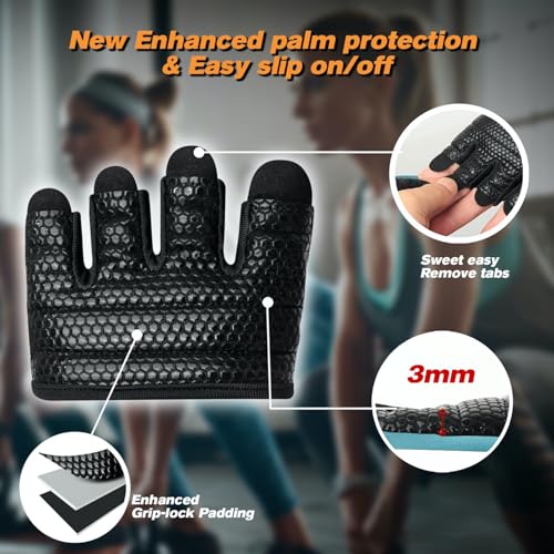 RYMNT Minimal Workout Gloves,Short Micro Weight Lifting Gloves Grip Pads with Full Palm Protection & Extra Grip for Men Women Weightlifting,Gym,Cross Training,Powerlifting,WODs.Aqua-Medium - Image 5