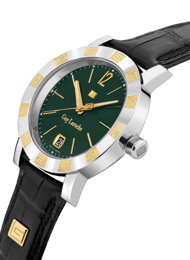 Guy Laroche Alex Watch for Men with Black Genuine Leather Strap 40 mm 5 Atm  - Image 2