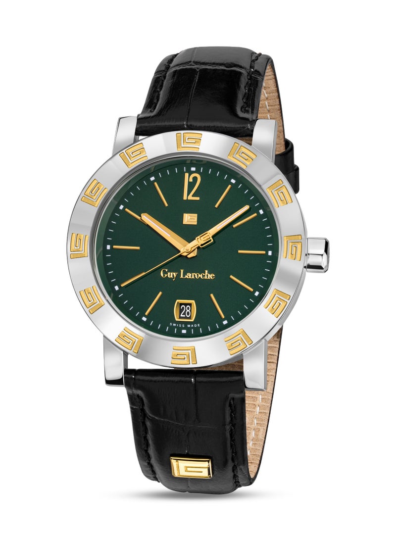 Guy Laroche Alex Watch for Men with Black Genuine Leather Strap 40 mm 5 Atm  - Image 1